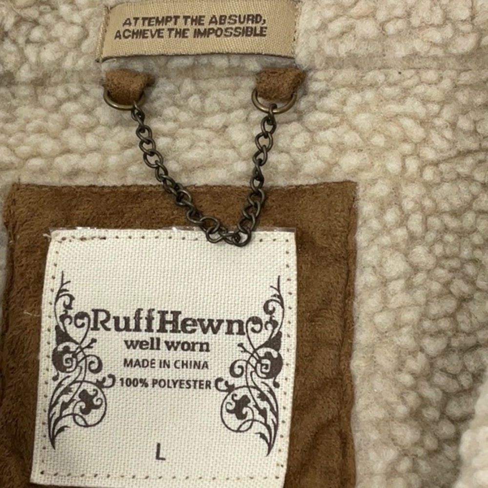 Ruff Hewn women’s suede/faux shearling vest, size large - Picture 6 of 9